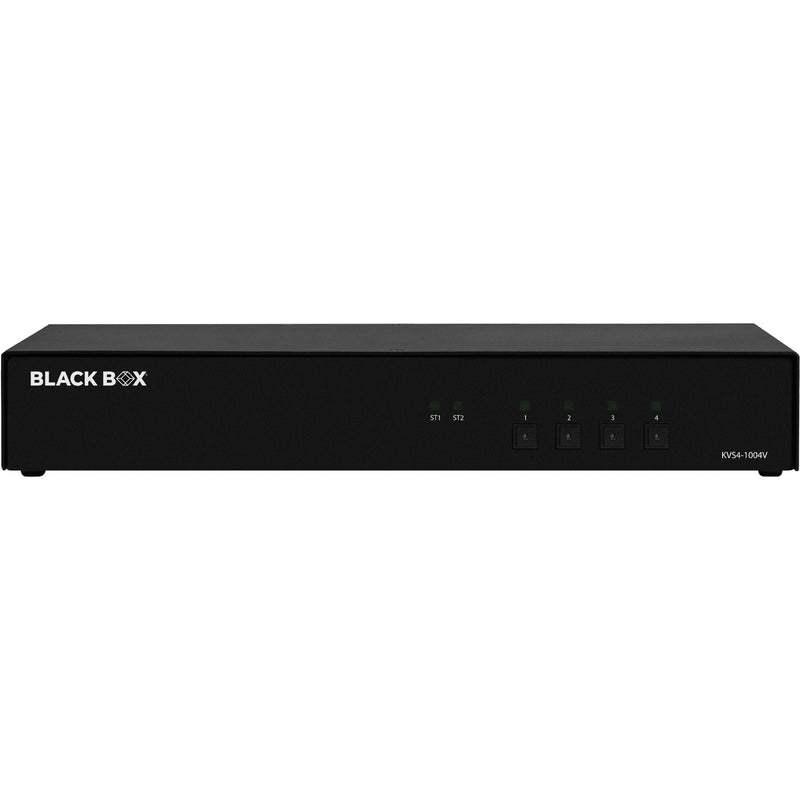 Front view of Black Box KVS4-1004V Secure KVM Switch showing selection buttons and status indicators