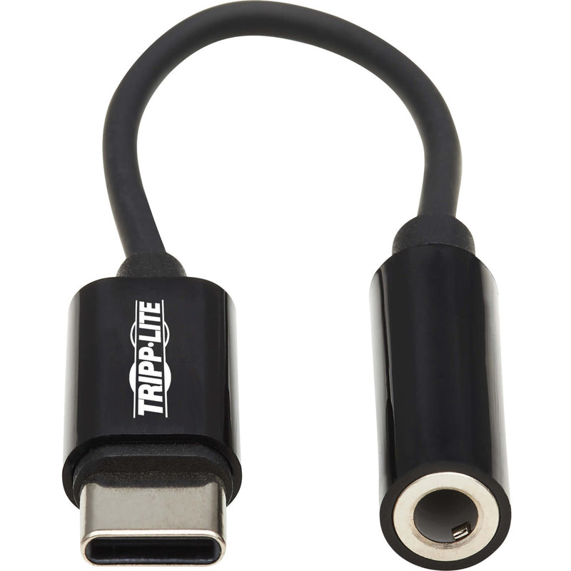 Detailed view of Tripp Lite adapter's USB-C and 3.5mm connectors