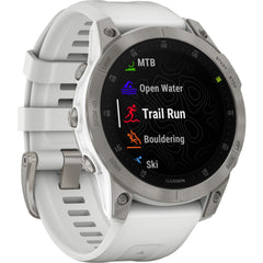 Garmin epix Gen 2 Smart Watch, AMOLED 1.3" Touchscreen, Titanium with White Band, GPS, Bluetooth, 32GB, Health Monitoring, Water Resistant 328ft, Multi-Sport Tracking - 010-02582-20 (1 Year Warranty)