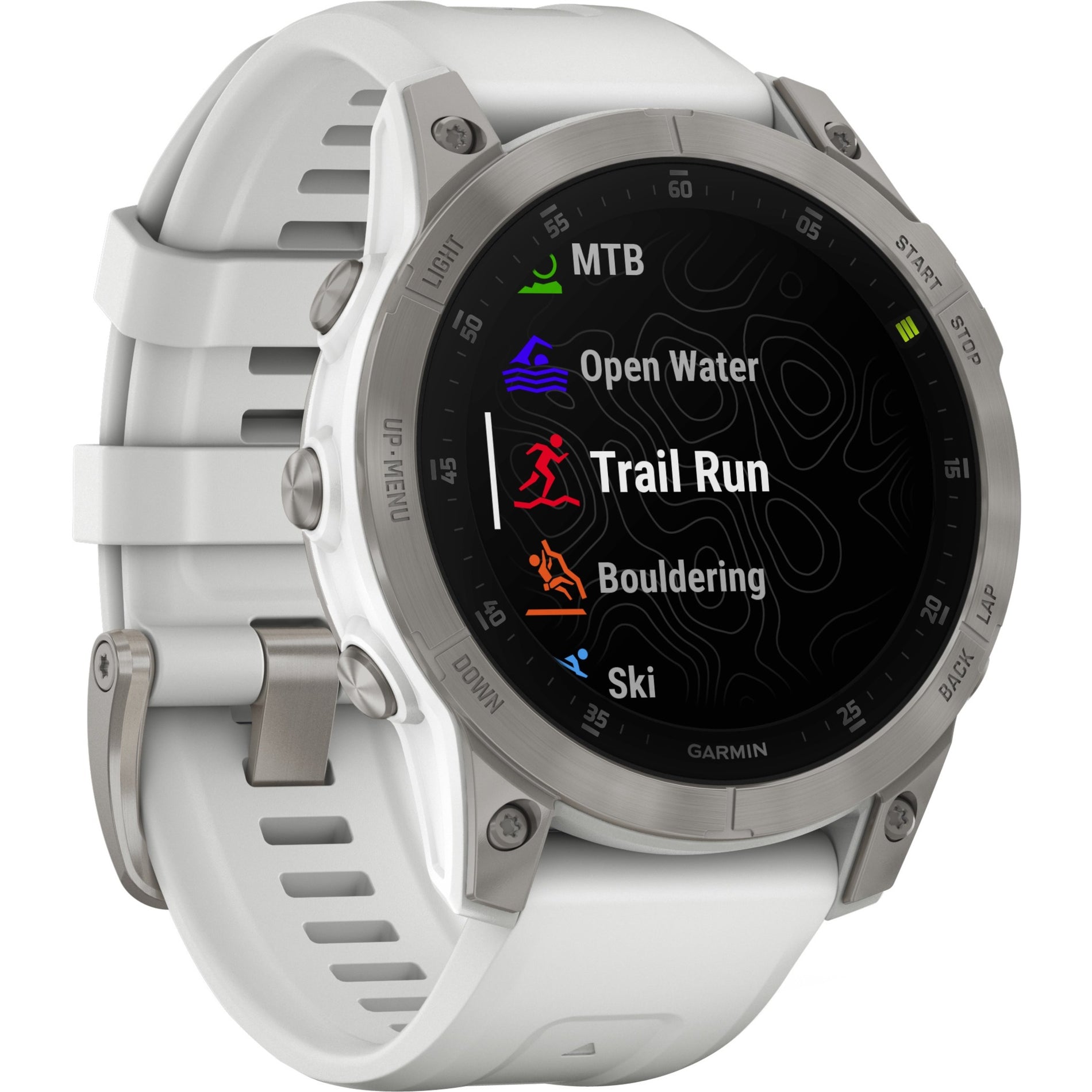 Garmin epix Gen 2 smartwatch displaying multiple sport activity modes on AMOLED screen-alternate-image1