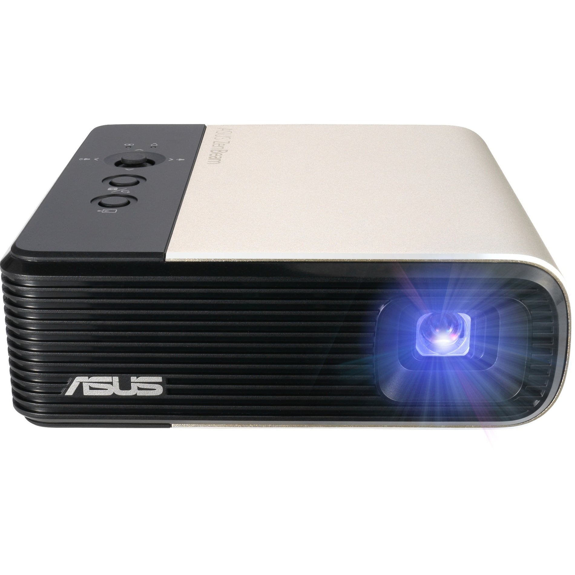 Side view of ASUS ZenBeam E2 projector highlighting ventilation design and control interface-alternate-image2