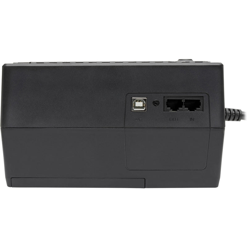 Rear view of Tripp Lite INTERNET550U showing USB port and network protection ports