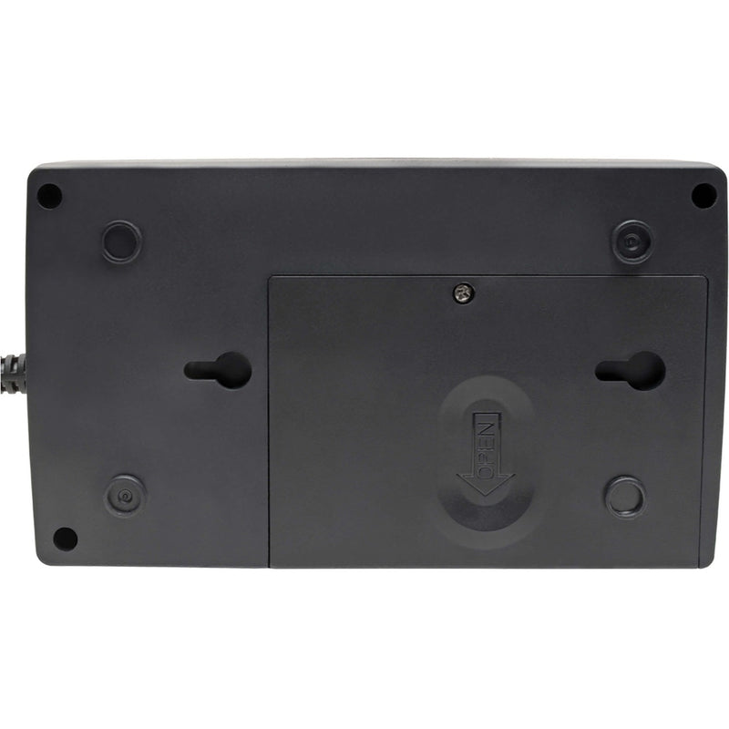 Bottom view of Tripp Lite INTERNET550U showing battery access panel and mounting options