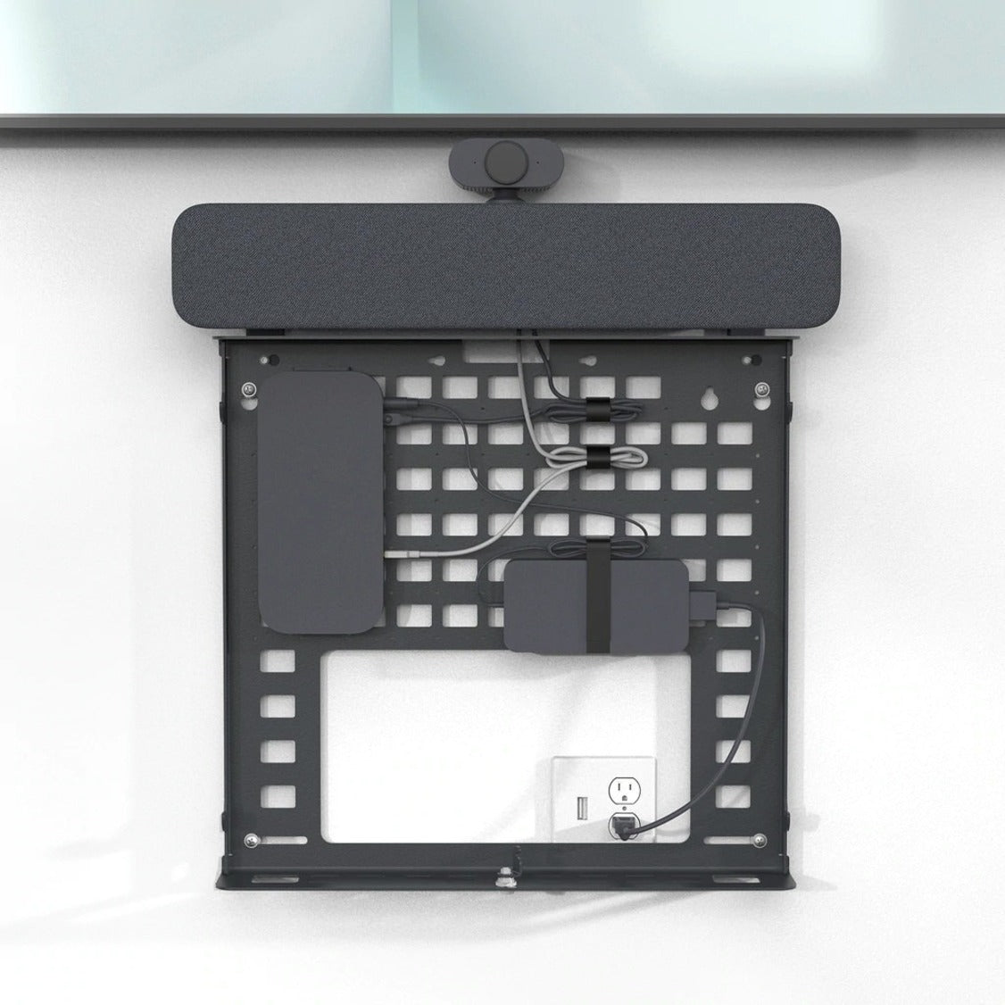 Heckler Design H891-BG AV Credenza Mini, Wall Mount for Video Conferencing Systems, Black Gray