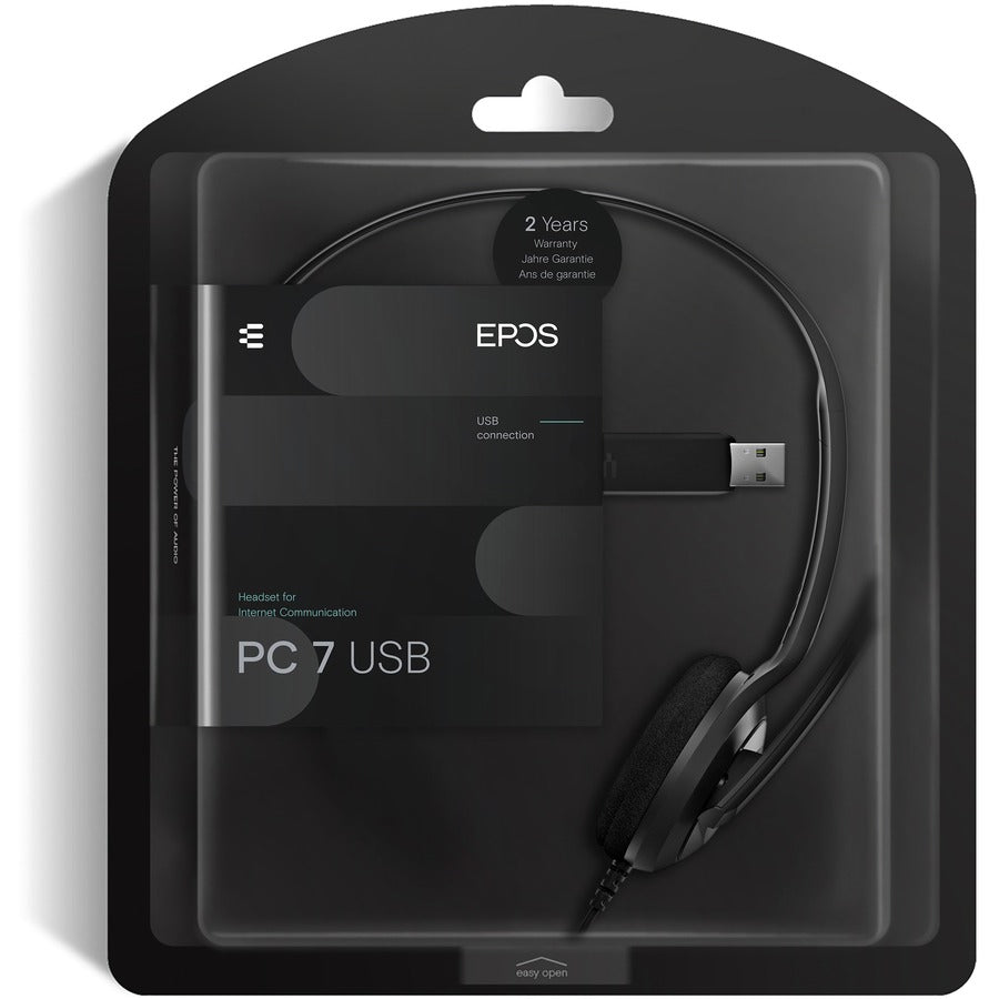 EPOS 1000431 سماعة رأس USB 7 للكمبيوتر الشخصي ، صوت مونو ، ميكروفون للتخفيف من الضجيج ، قابس وتشغيل.