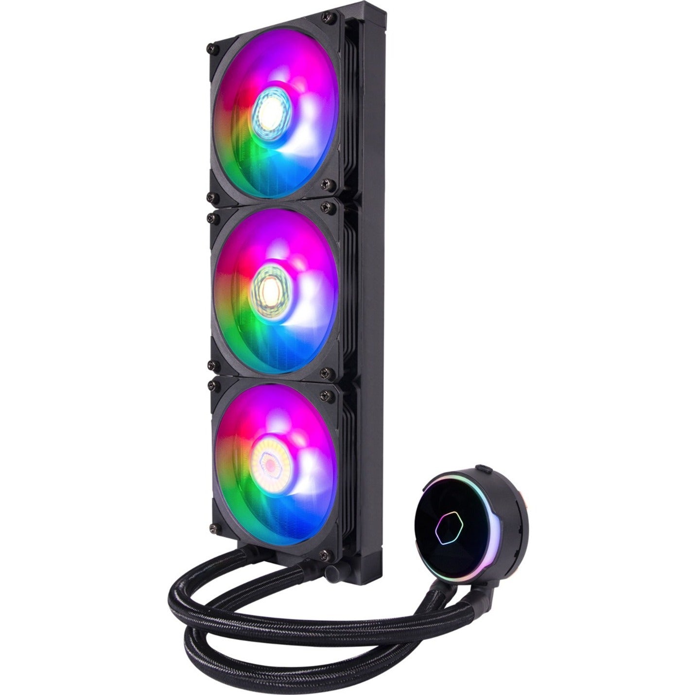 Cooler Master MLY-D36M-A23PZ-R1 MasterLiquid PL360 Flux Liquid Cooler, 3 Fans, ARGB LED Color, 919.8 gal/min Maximum Airflow