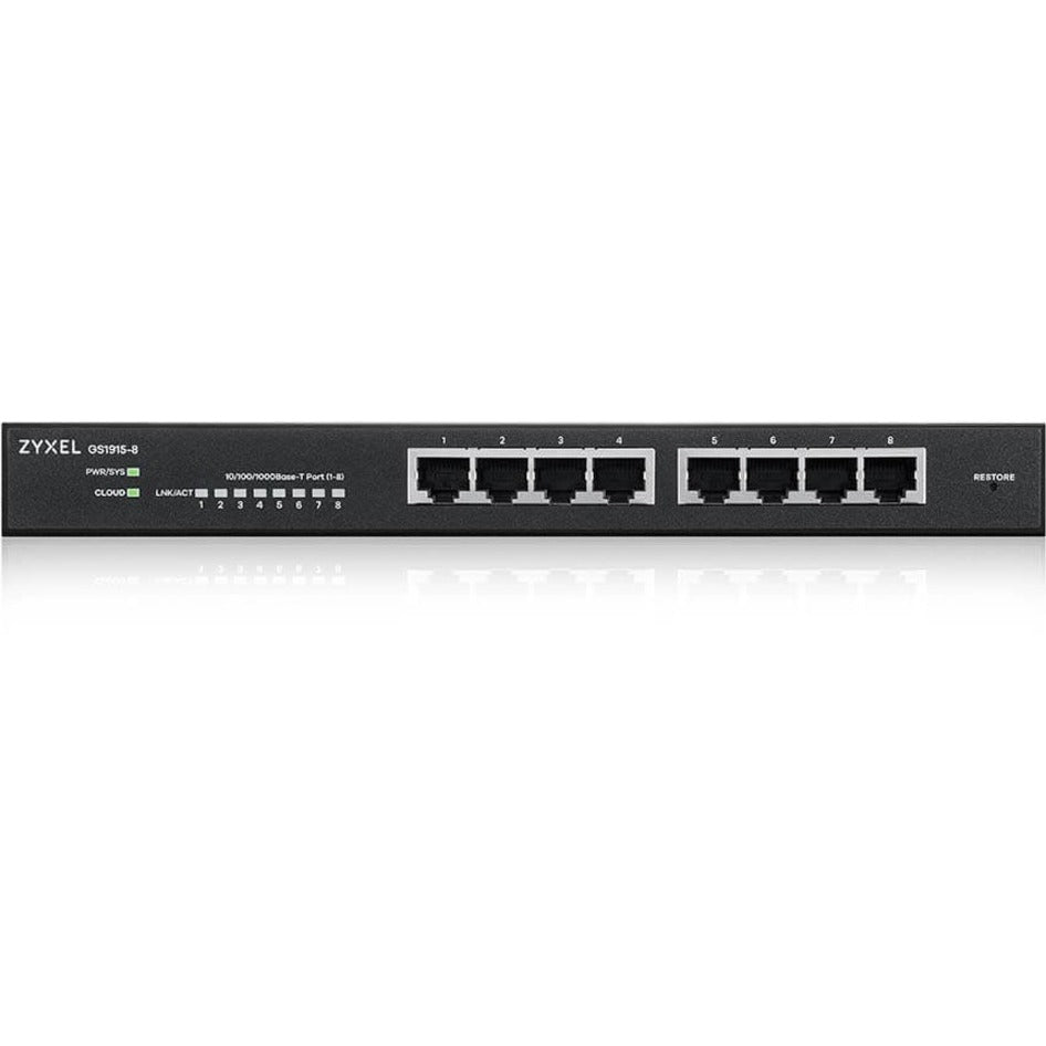 ZYXEL GS1915-8 Smart Managed Ethernet Switch, 8-Port Gigabit Network, Wall Mountable, Layer 2, RoHS Compliant, Cloud Management Ready, Fanless Design (Lifetime Warranty)