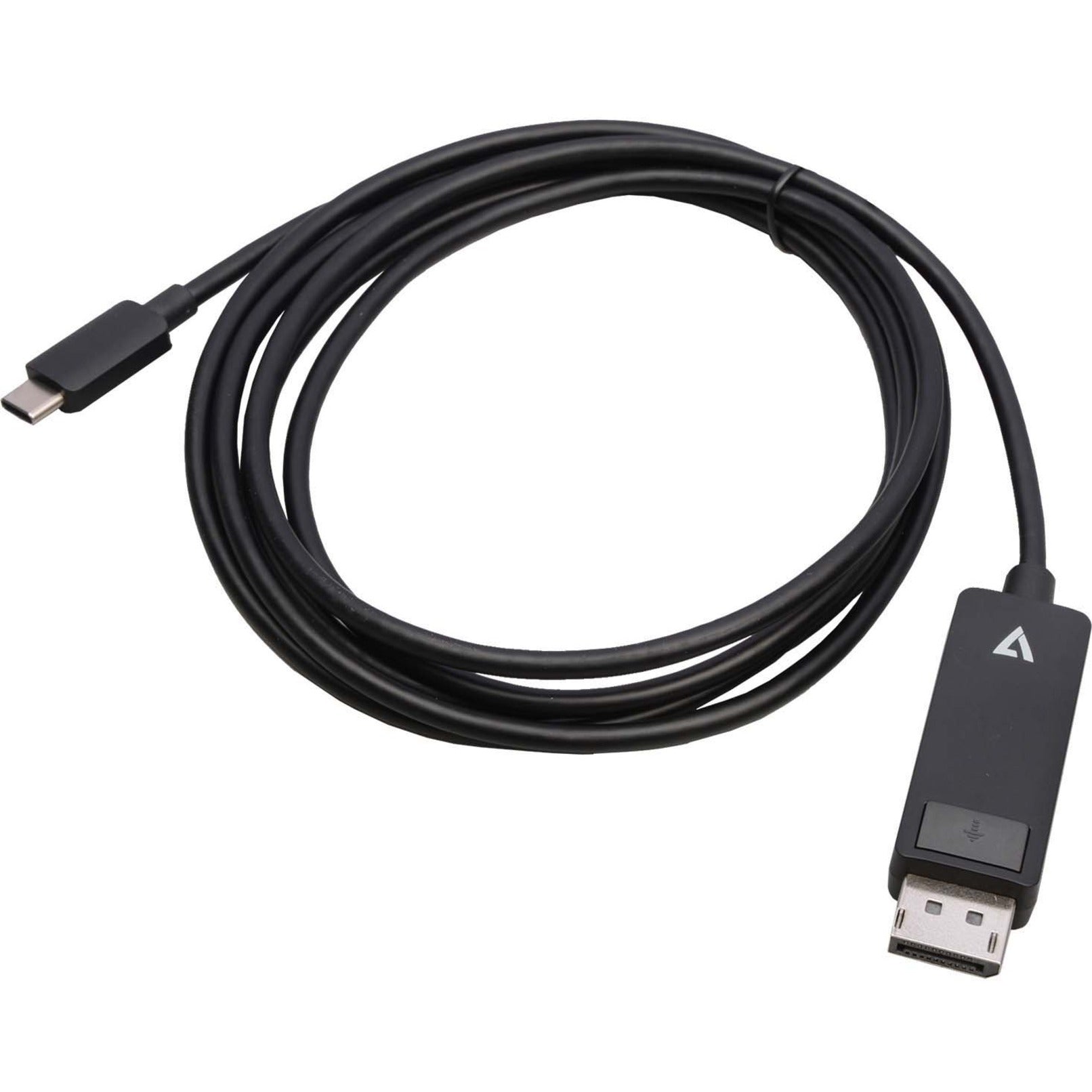 V7 V7USBCDP14-2M USB-C Male to DisplayPort 1.4 Male 32.4 Gbps 8K/4K UHD A/V Cable, Plug & Play, Strain Relief, Corrosion Resistant, EMI/RF Protection, Triple Shielded