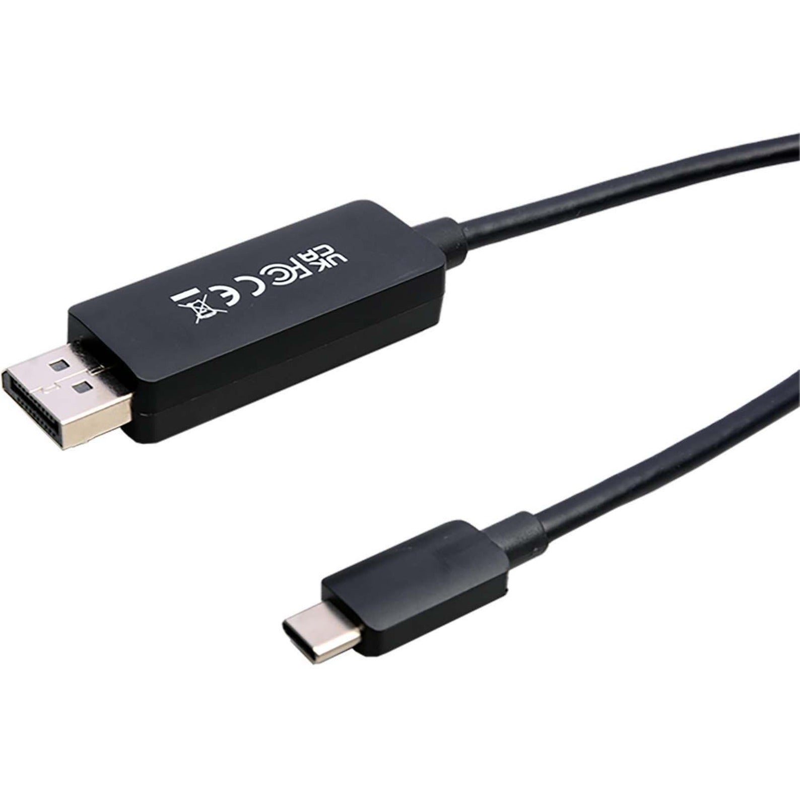 V7 V7USBCDP14-2M USB-C Male to DisplayPort 1.4 Male 32.4 Gbps 8K/4K UHD A/V Cable, Plug & Play, Strain Relief, Corrosion Resistant, EMI/RF Protection, Triple Shielded