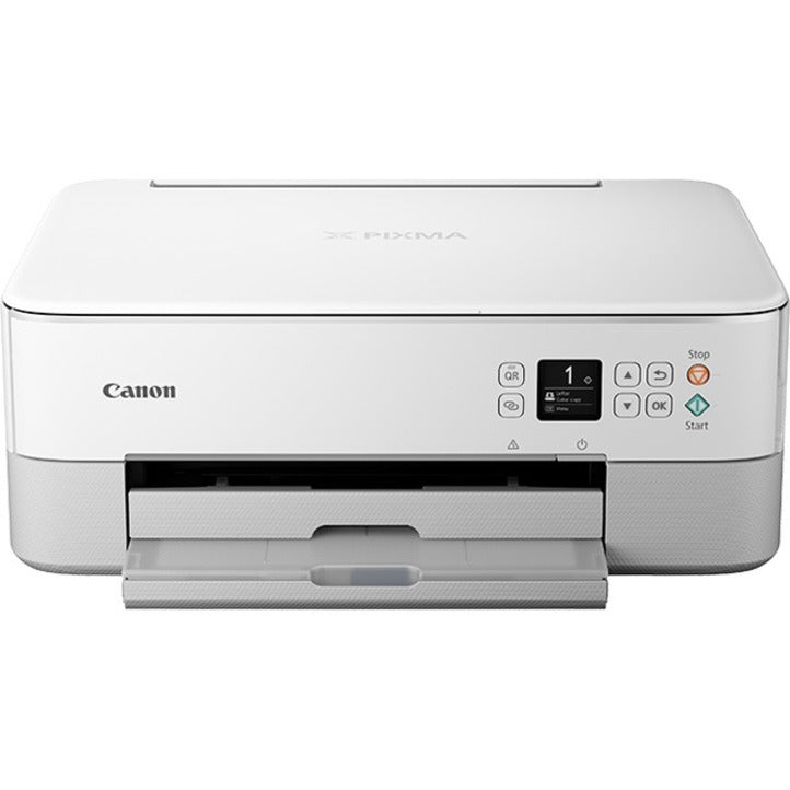 Front view of Canon PIXMA TS6420a printer showing extended paper tray and control panel-alternate-image2