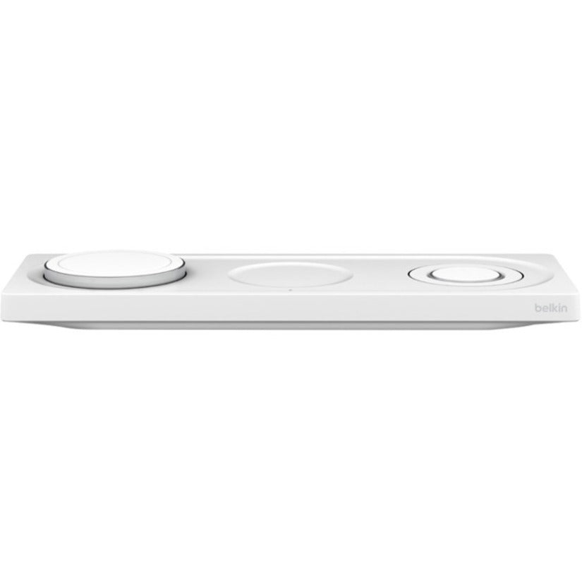 Belkin WIZ016TTWH 3-in-1 kabelloses Ladepad mit MagSafe Fast Charge Modus LED-Anzeige USB-Ladung