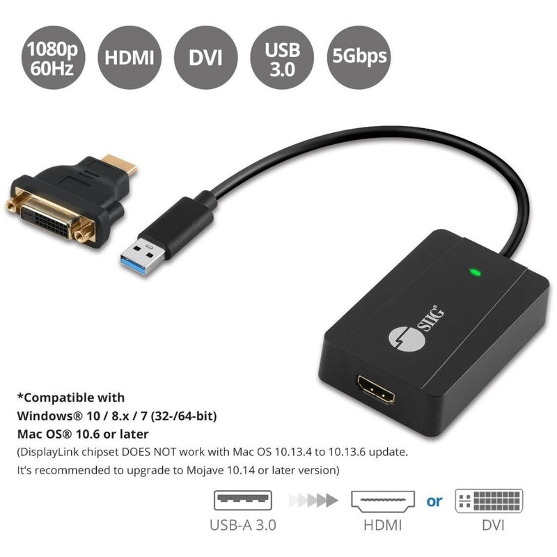 Technical specifications and compatibility information for SIIG adapter