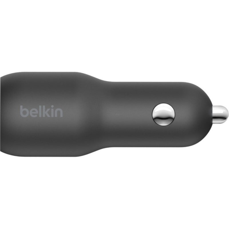 Side profile view of Belkin car charger showing ergonomic design