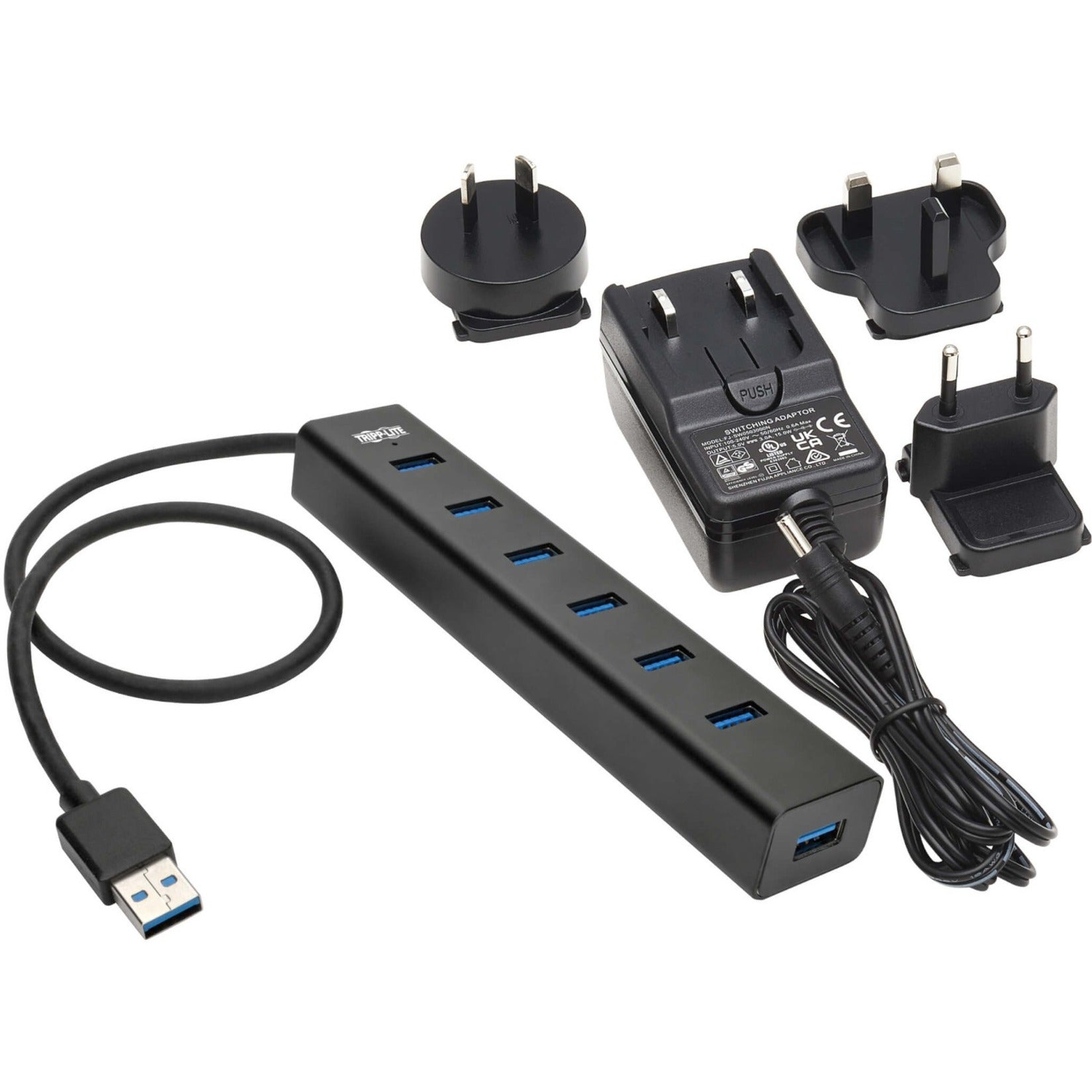 Tripp Lite U360-007-AL-INT 7-Port USB-A Mini Hub, Portable USB Hub with 7 USB 3.2 Ports