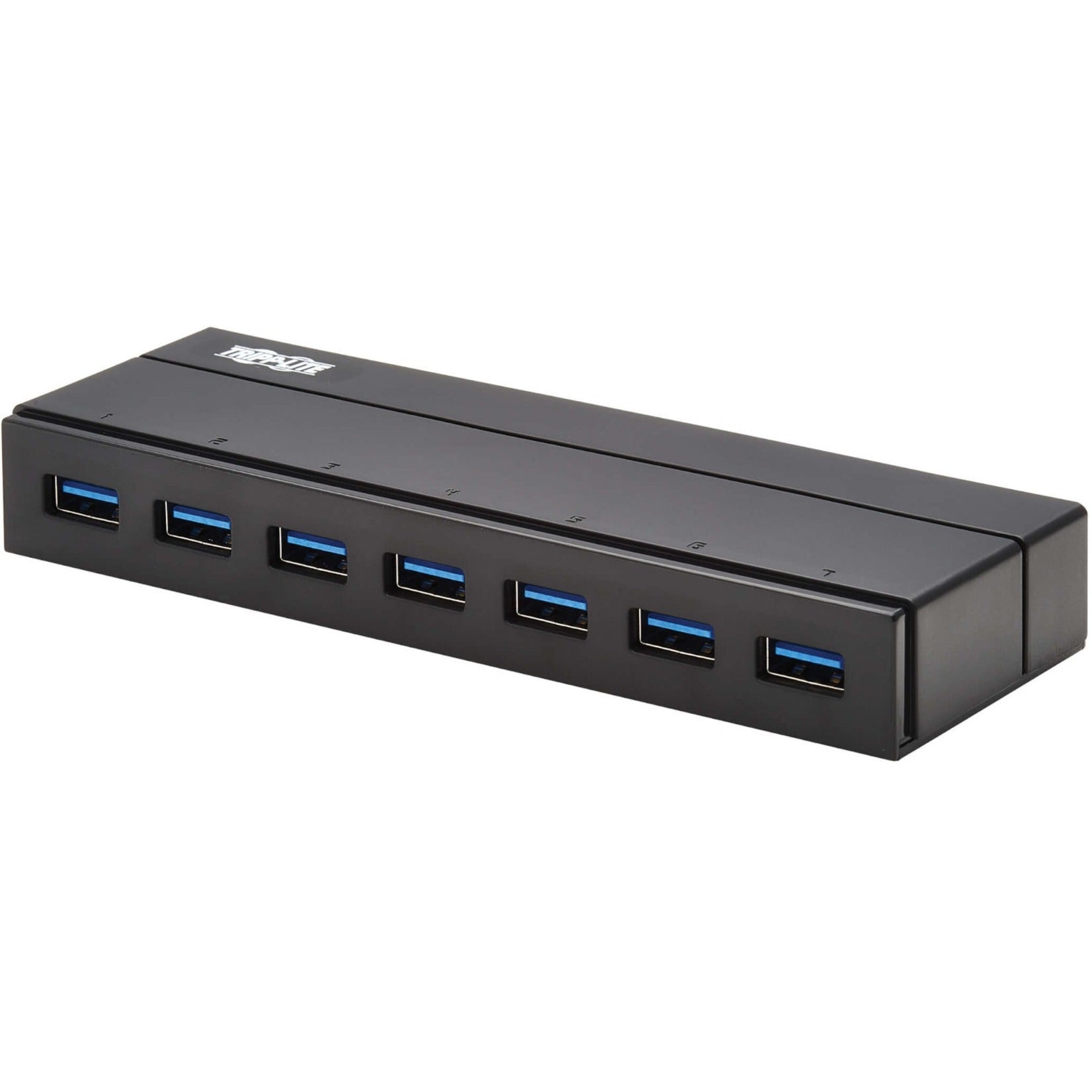 Tripp Lite U360-007-INT 7-Port USB-A Mini Hub - USB 3.2 Gen 1 International Plug Adapters Portable Black