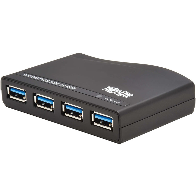 Close-up of four USB 3.2 ports with blue indicators