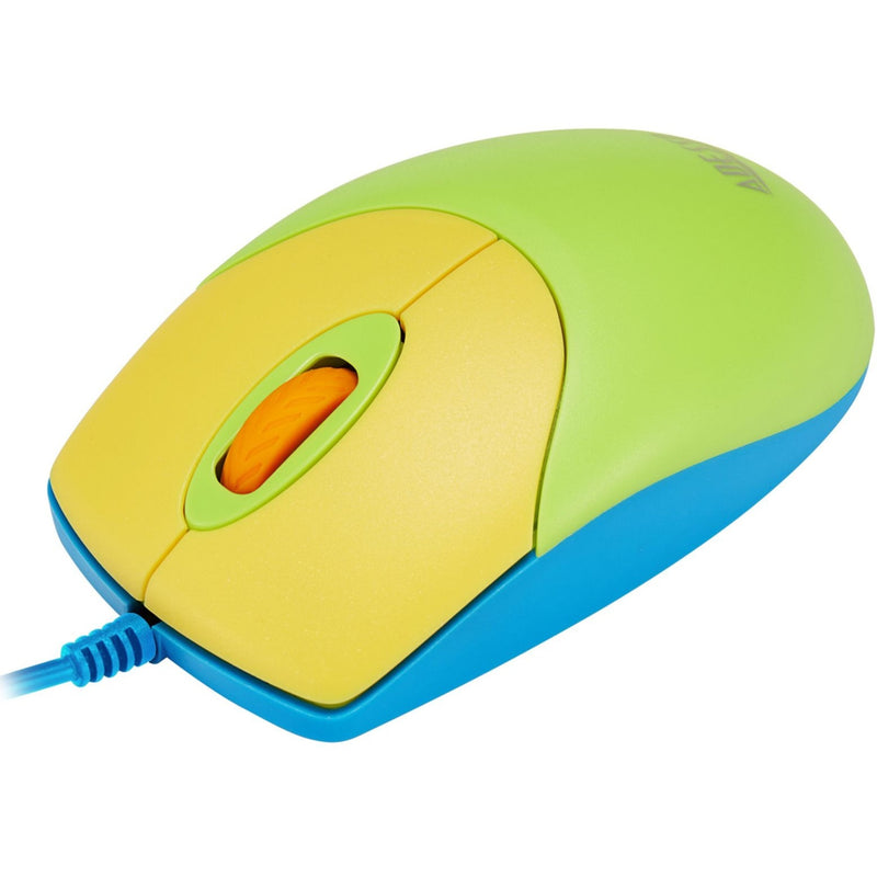 Close-up view of the colorful Adesso kids mouse