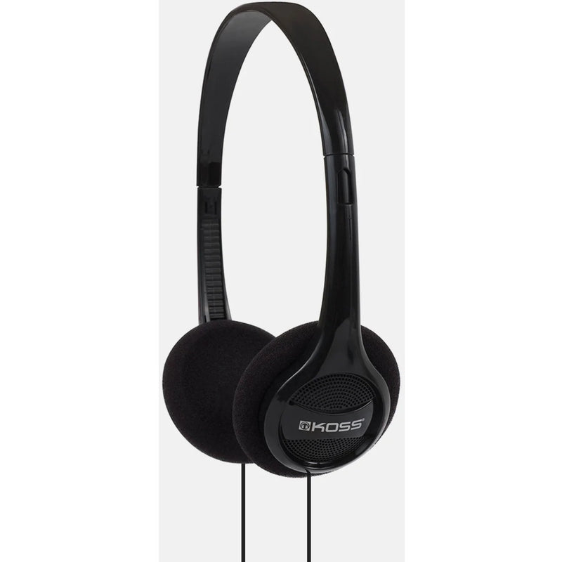 Black Koss KPH7 on-ear headphones with adjustable headband and foam ear cushions