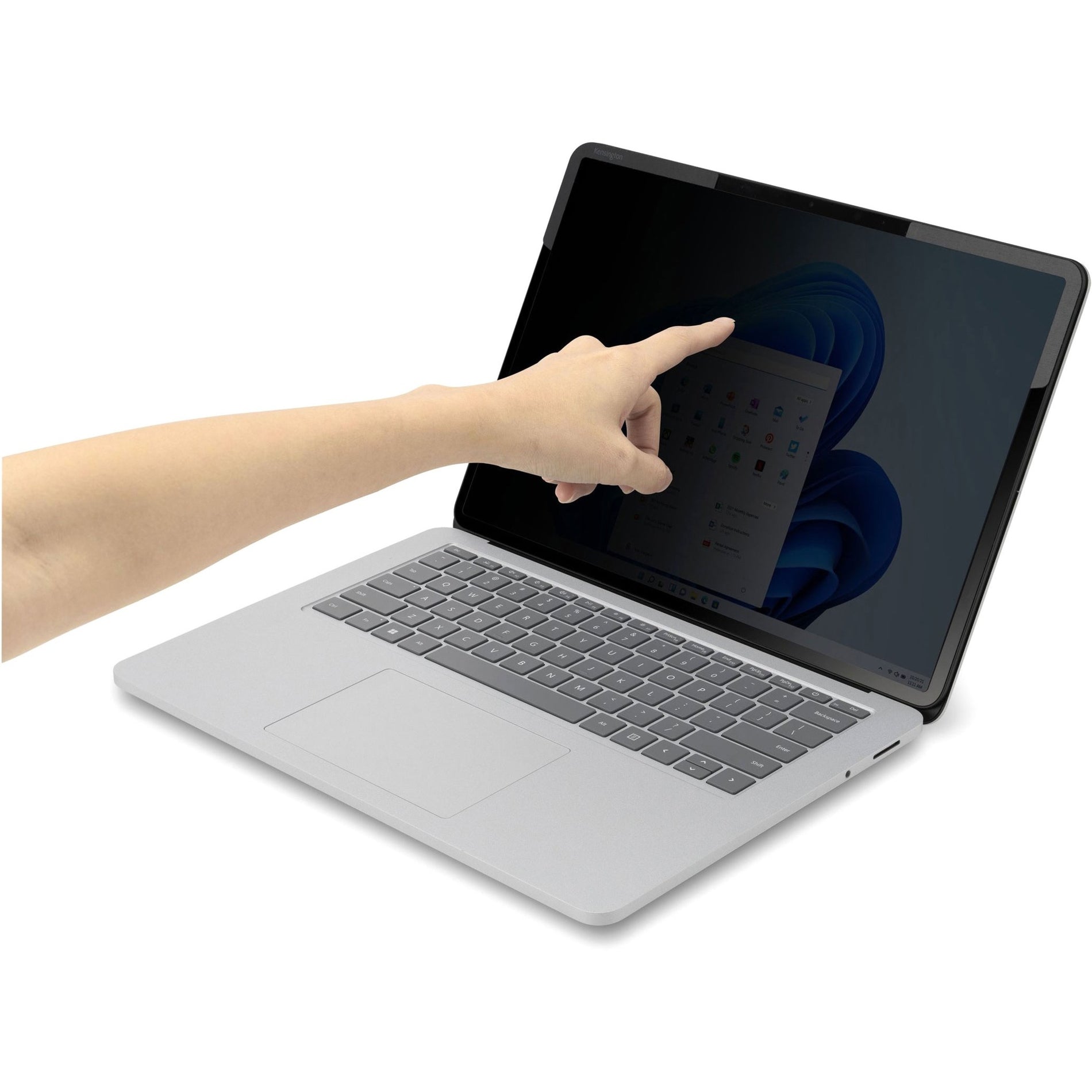 Demonstration of touch functionality on Surface Laptop Studio with privacy screen-alternate-image4