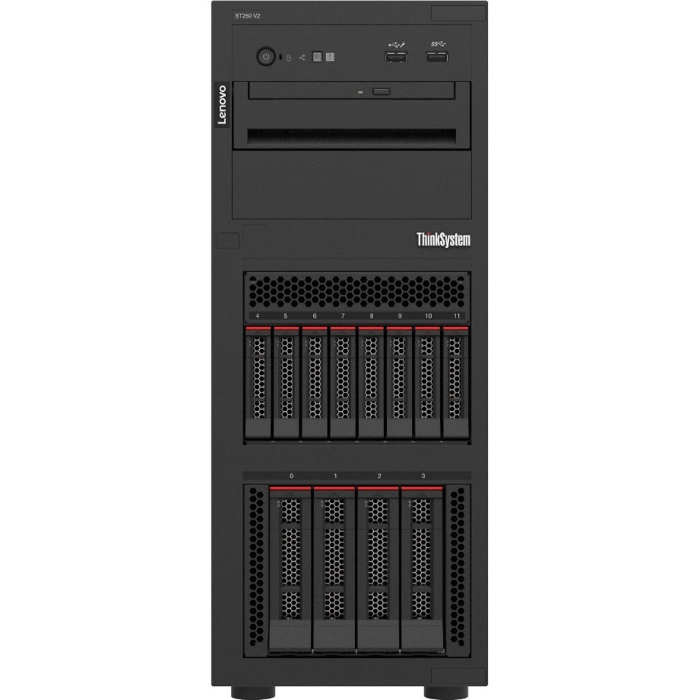 Lenovo 7D8FA012NA ThinkSystem ST250 V2 Tower Server, Intel Xeon E-2336 2.90 GHz, 16 GB RAM, Serial ATA/600 Controller