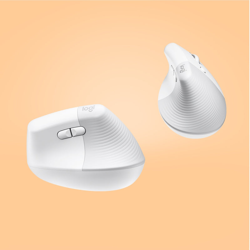 Artistic view of Logitech Lift mouse showing wave pattern design