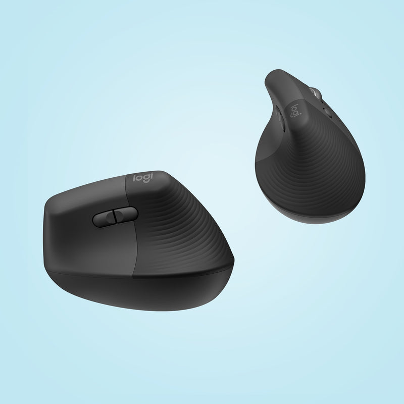 Artistic perspective of Logitech Lift mouse showing sculptural design elements