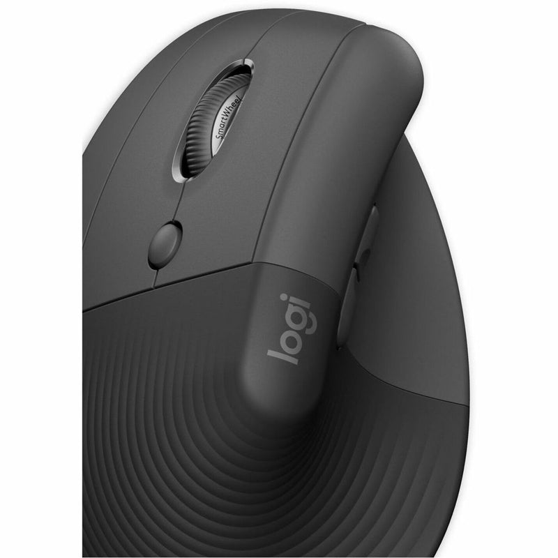 Close-up detail shot of Logitech Lift Left Mouse texture and build quality