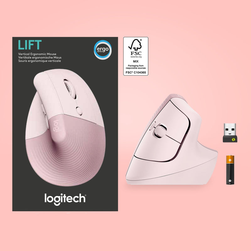 Logitech Lift mouse product packaging and contents display