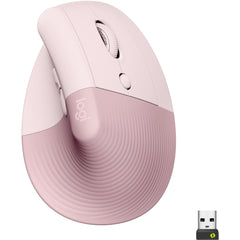 Logitech 910-006472 Lift Vertikale Ergonomische Maus (Rose) Linkshänder Klein/Mittel 6 Tasten 4000 DPI