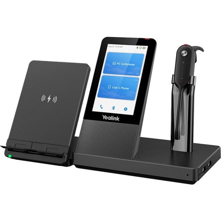 Full view of Yealink WH67 system with wireless charging pad and base station-alternate-image12