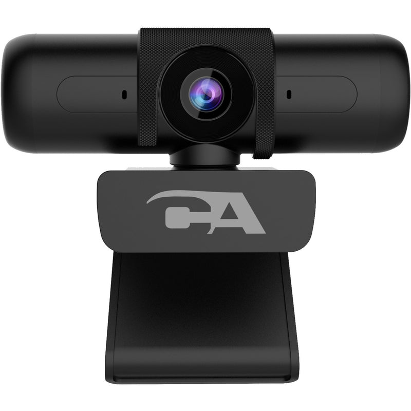 Front view of CA Essential Webcam showing 5MP HD lens and monitor mount with CA branding