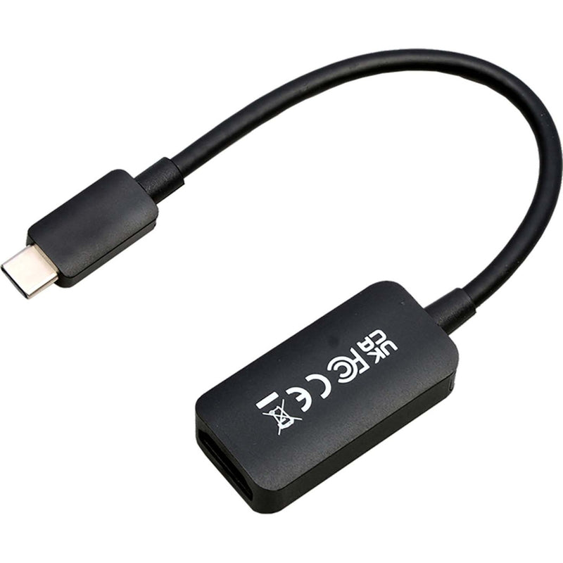 Side profile of V7 USB-C to HDMI adapter showing certification markings