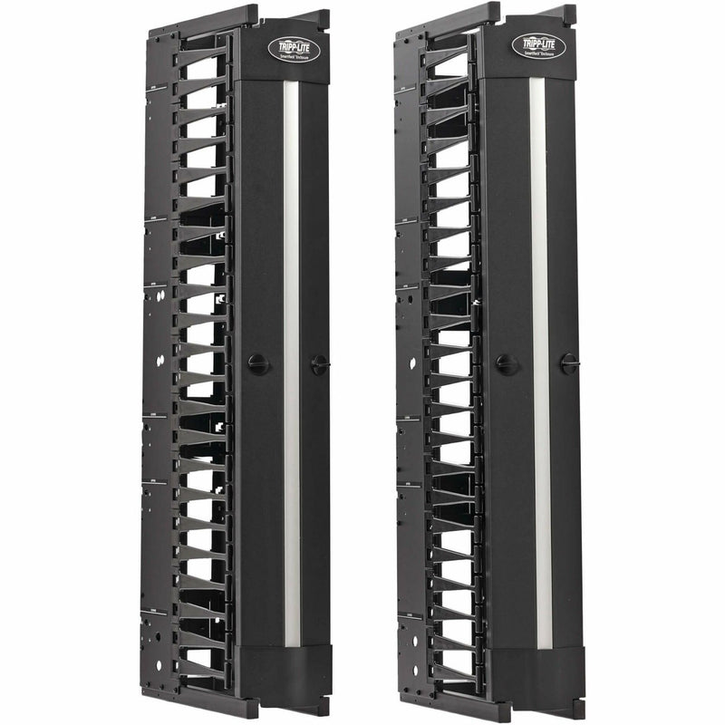 Front view of double-sided vertical cable manager with finger ducts