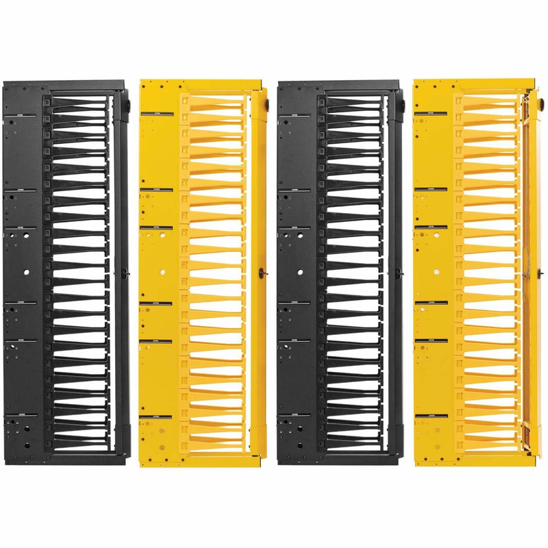 Complete view of vertical cable management system and organization layout