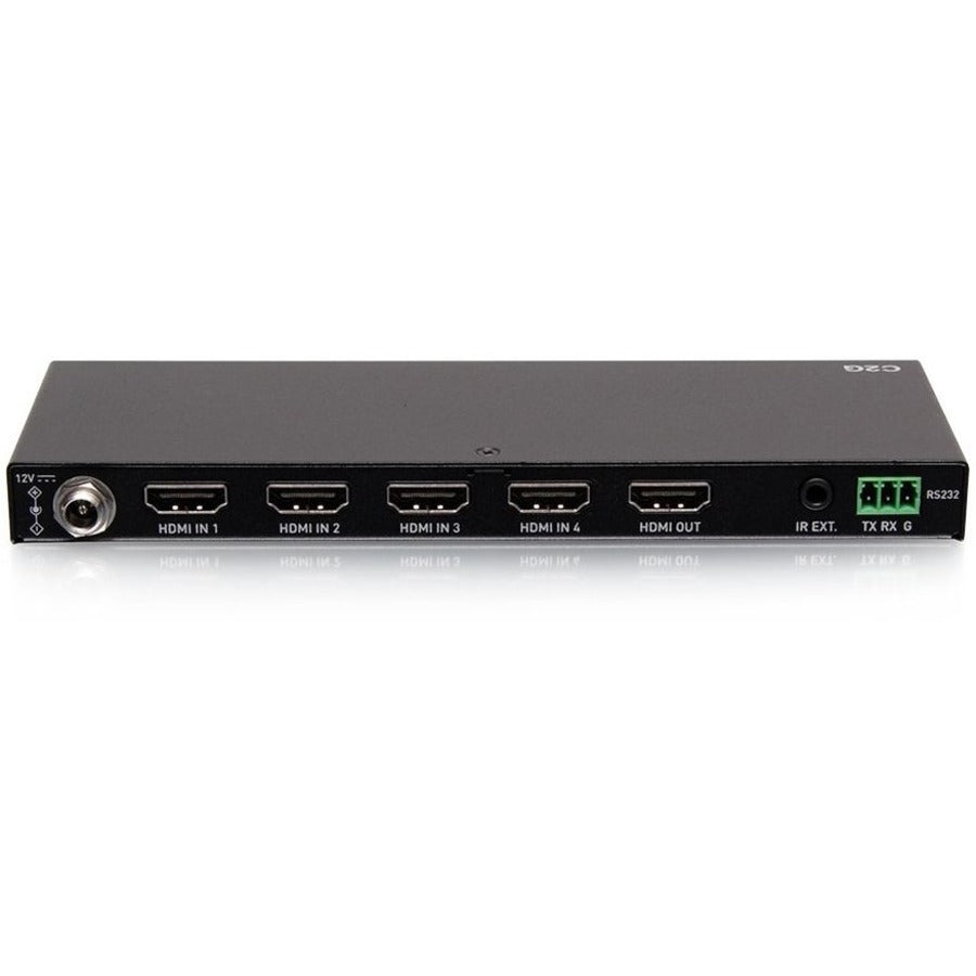 Rear view of HDMI switch showing four HDMI inputs, one HDMI output, and additional control ports-alternate-image2