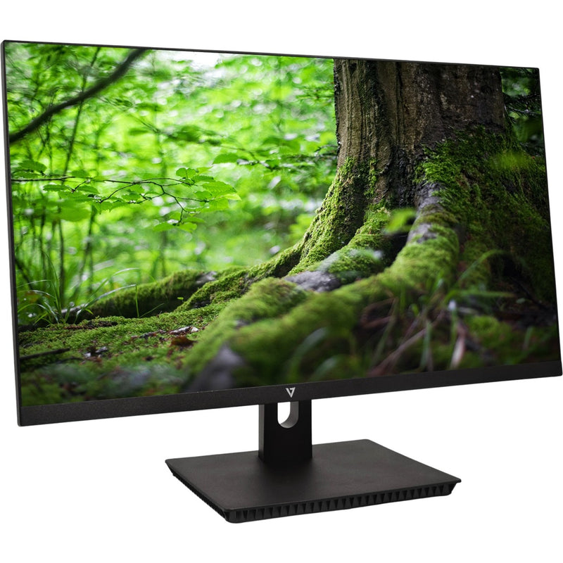 Angled view of V7 L238IPS monitor demonstrating wide viewing angle capability with nature scene display