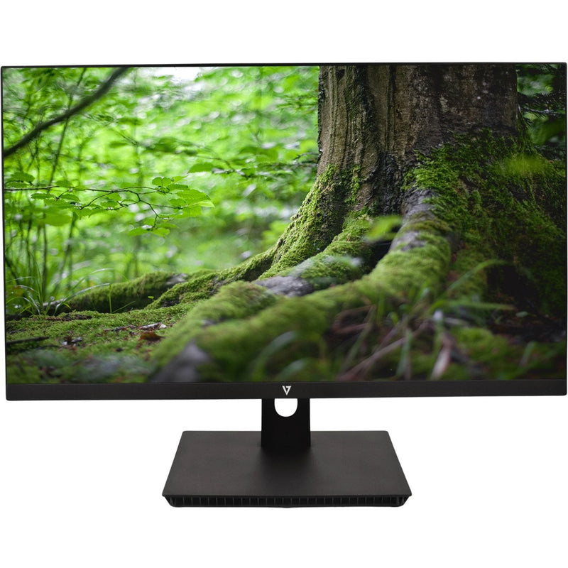 Side view of V7 L238IPS monitor showing slim profile and sturdy stand design with nature display