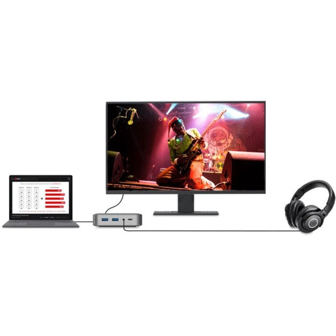 SIIG JU-DK0S11-S1 Station d'accueil Mini Multitâche USB-C avec Haut-parleur de Conférence HDMI 4K USB Type-C DisplayPort Sortie Audio Ports USB 3.1 Gen 1