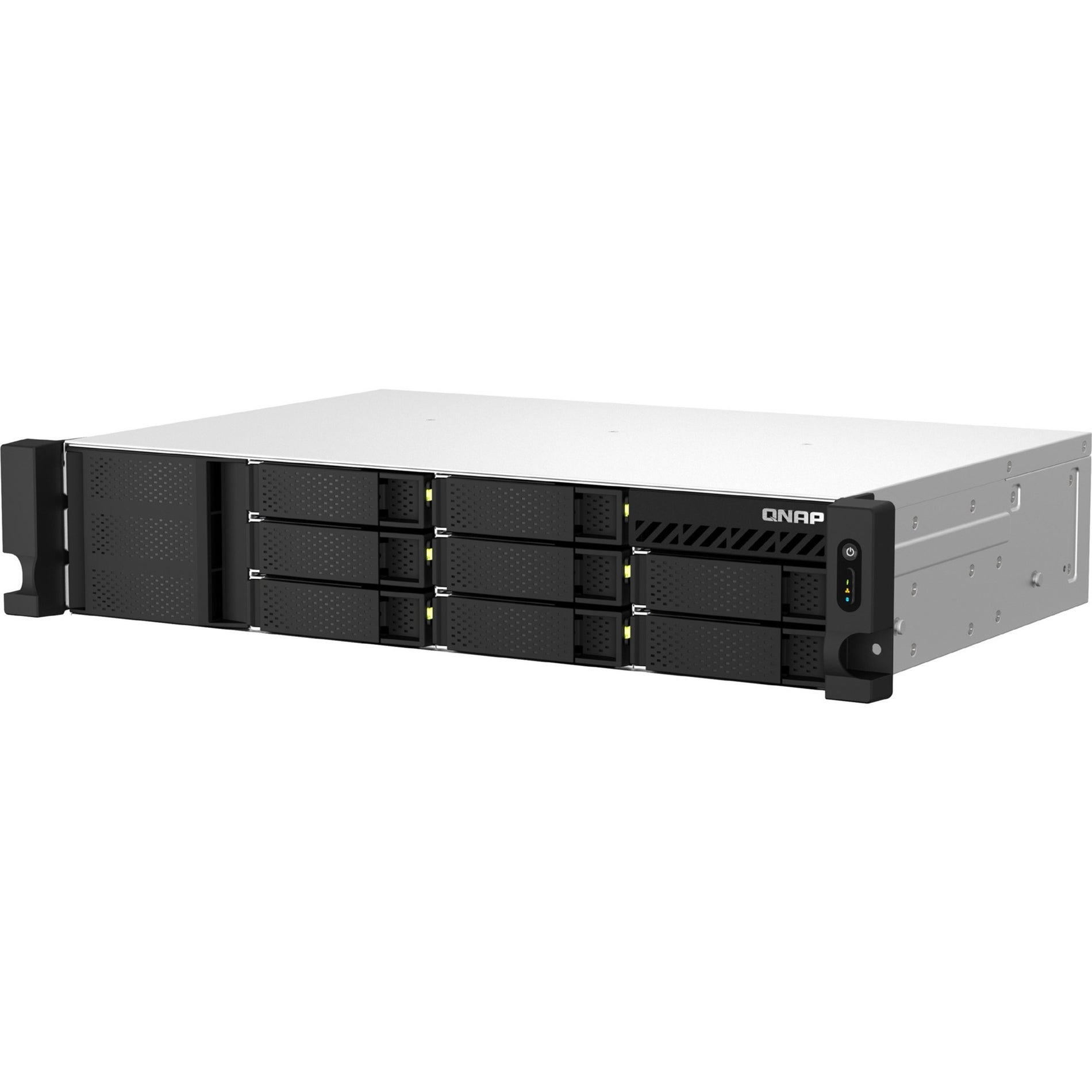 Sistema de Almacenamiento SAN/NAS QNAP TS-873AEU-RP-4G Rackmontaje de 8 Bahías 4GB de RAM DDR4 QuTS hero h5.0.0 Ethernet 2.5GbE 8x Bahías de 2.5"/3.5" Soporte RAID Fuente de Alimentación Redundante de 300W