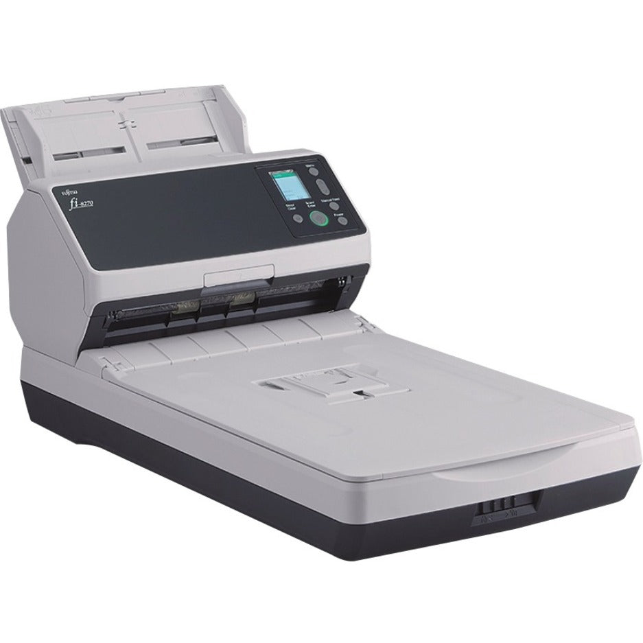 Angled view of Fujitsu fi-8270 scanner emphasizing flatbed scanning surface-alternate-image3