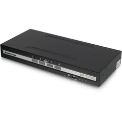 Interruptor KVM de 4 puertos de visualización única DisplayPort IOGEAR GCS1414TAA4C con audio y soporte CAC resolución 3840 x 2160 garantía de 3 años.