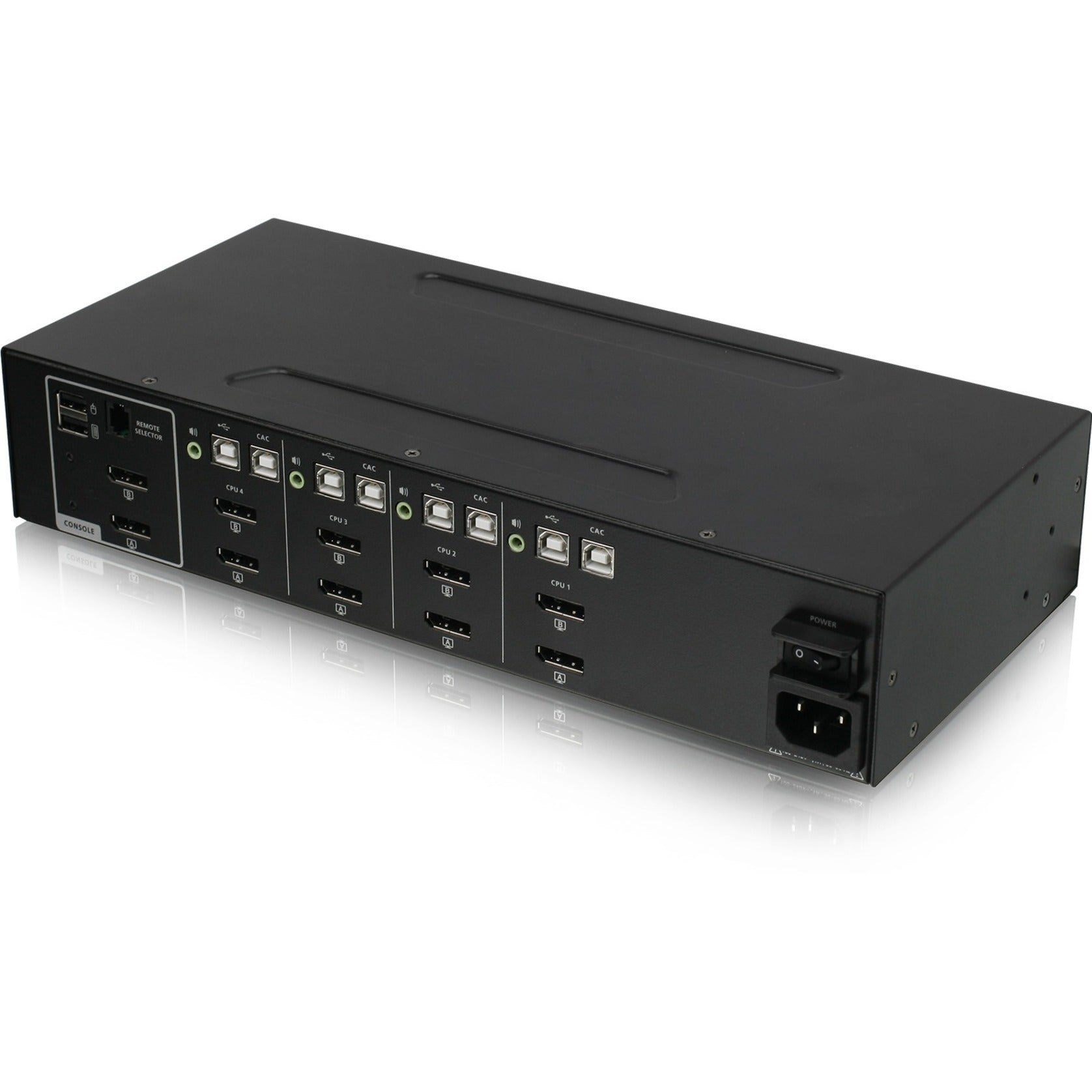 IOGEAR - Conmutador KVM seguro de 4 puertos Dual View DisplayPort GCS1424TAA4C con audio y soporte CAC alta resolución y control seguro