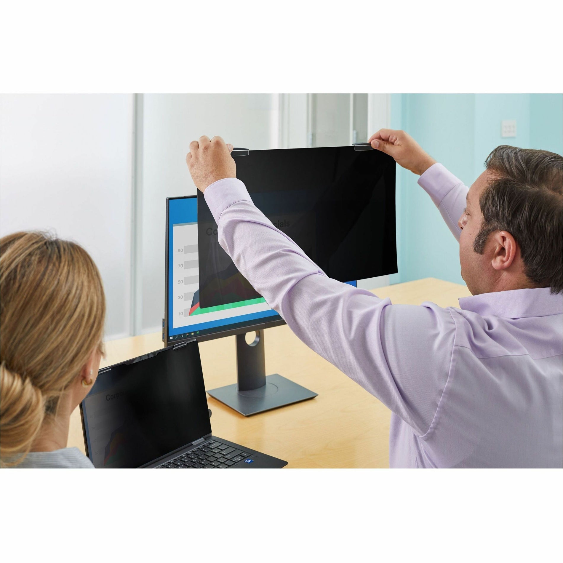 3M PF245W9EM Privacy Screen Filter, Magnetic Attach, Reversible, Blue Light Reduction, 24.5" Widescreen Monitor