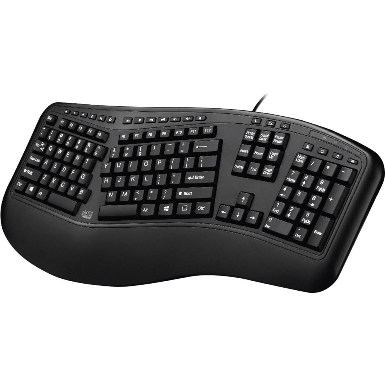 Adesso AKB-150UB Desktop Ergonomische Tastatur Split-Layout Handballenauflage USB Kabelgebunden Englisch (US)