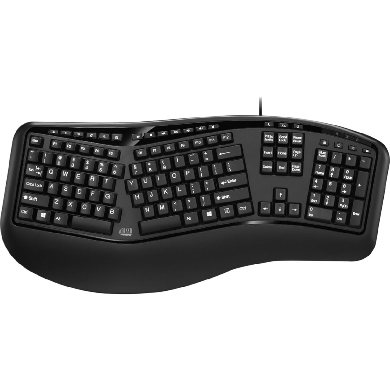 Adesso AKB-150UB Desktop Ergonomische Tastatur Split-Layout Handballenauflage USB Kabelgebunden Englisch (US)