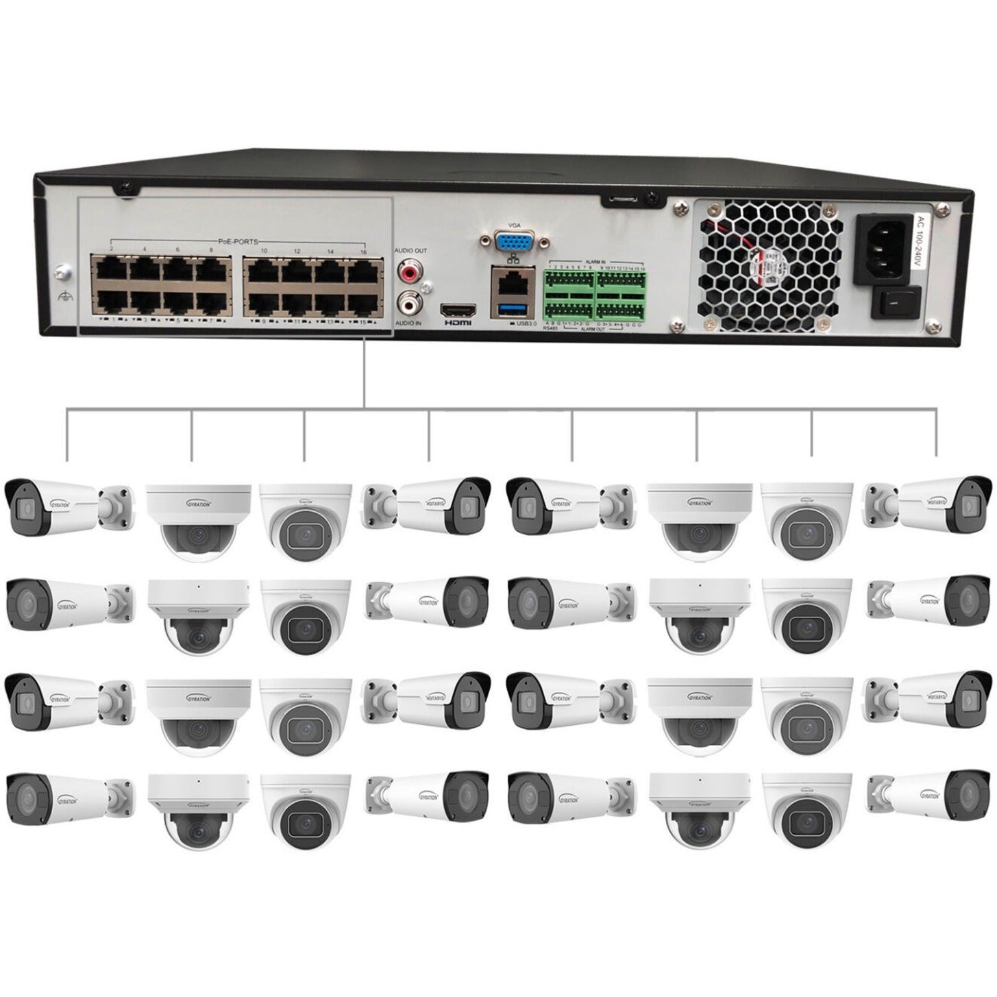 Gyration CYBERVIEW N32TAA10TB 32-Channel Network Video Recorder With PoE, TAA-Compliant