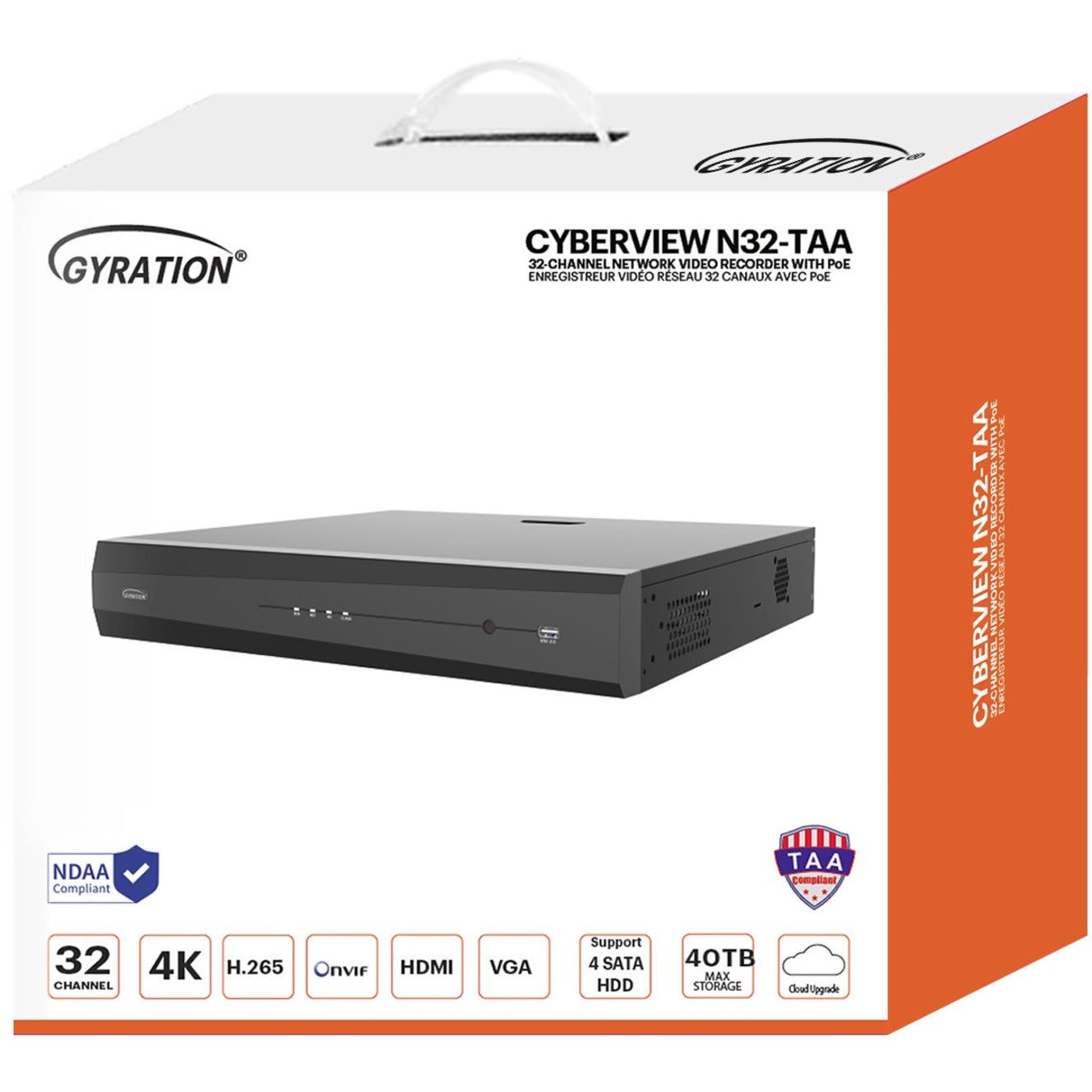 Gyration CYBERVIEW N32TAA10TB 32-Channel Network Video Recorder With PoE, TAA-Compliant