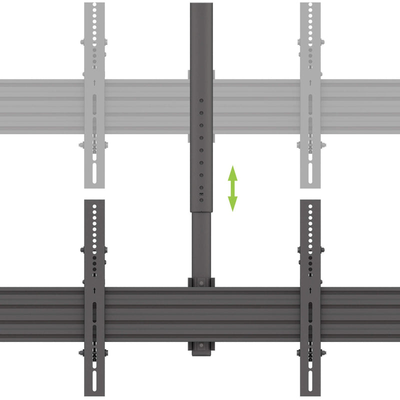 Diagram showing the height adjustment capability of the Kanto MBC411T mount system