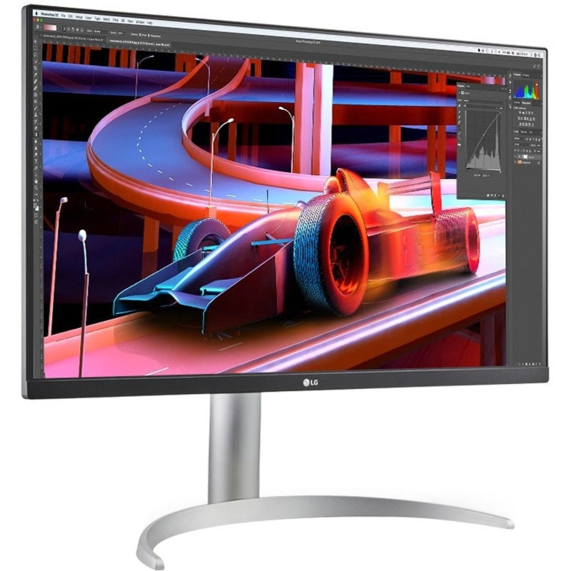 LG monitor showing detailed 3D design work in professional software