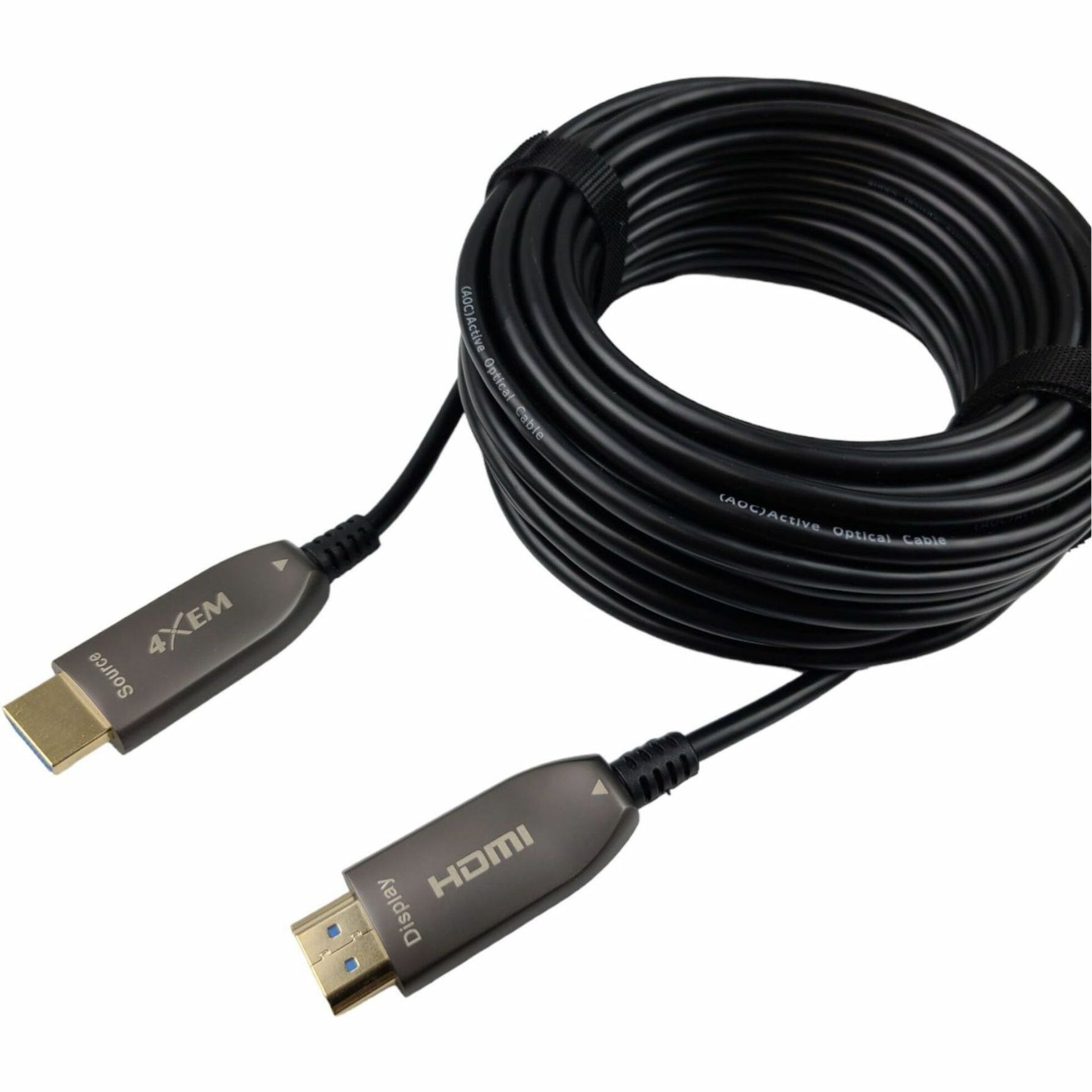 4XEM 4XFIBERHDMI5M8K 16 Ft High Speed Active Optical Fiber HDMI 2.1 Cable, Stranded, EMI/RF Protection, AOC Technology, HDR Support, HDCP, CMG Jacket, 48 Gbit/s Data Transfer Rate, 7680 x 4320 Supported Resolution